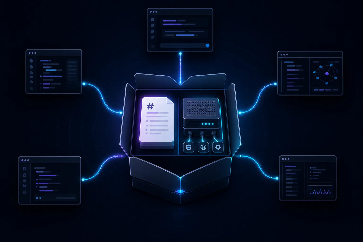 Pacote modular contendo uma Skill e um servidor MCP, conectado a diferentes agentes de codificação