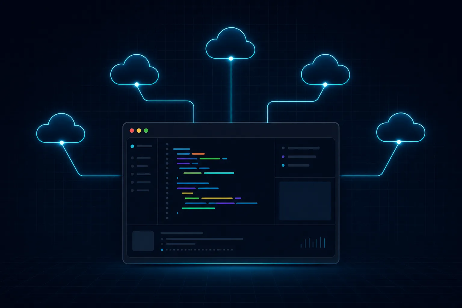 Ilustração de um terminal com a interface do OpenCode conectado a múltiplos providers de IA