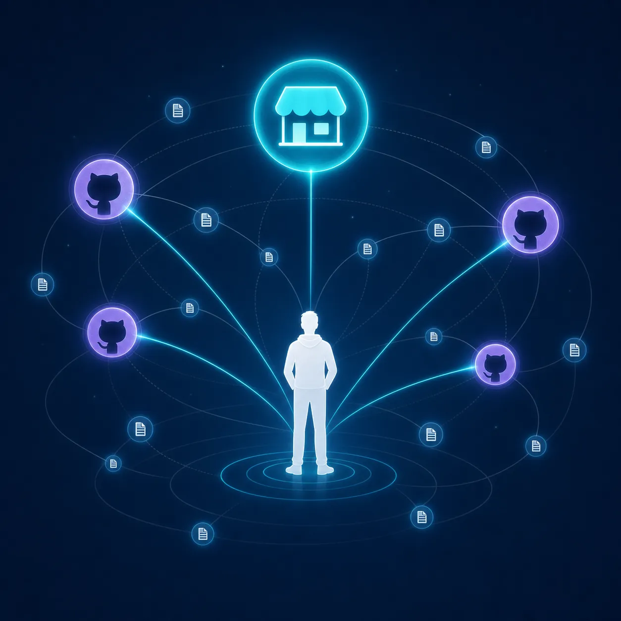 Ilustração do ecossistema de diretórios e marketplaces de skills para agentes de codificação em 2026